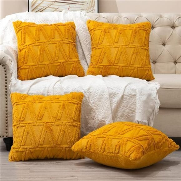 Yellow Boho Decorative Throw Pillow Covers